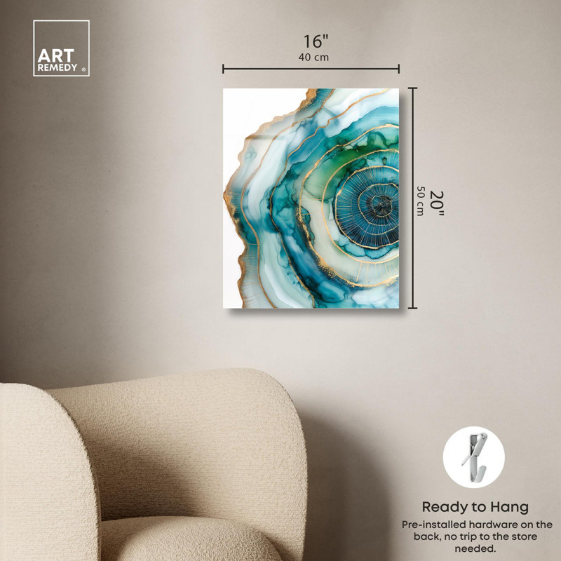 Impression sur acrylique «Great Blue Green I» par Art Remedy, H 20 po x l 16 po