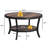 31.5" Rustic Industrial Round Coffee Table With 2-Tier Storage Shelf And Curved Metal Legs