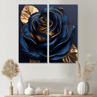 Gilded Rose In Kings Blue III - Art mural traditionnel