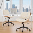 Armless Walnut Bentwood & Faux Leather Swivel Office Chair with Adjustable Height and Recline