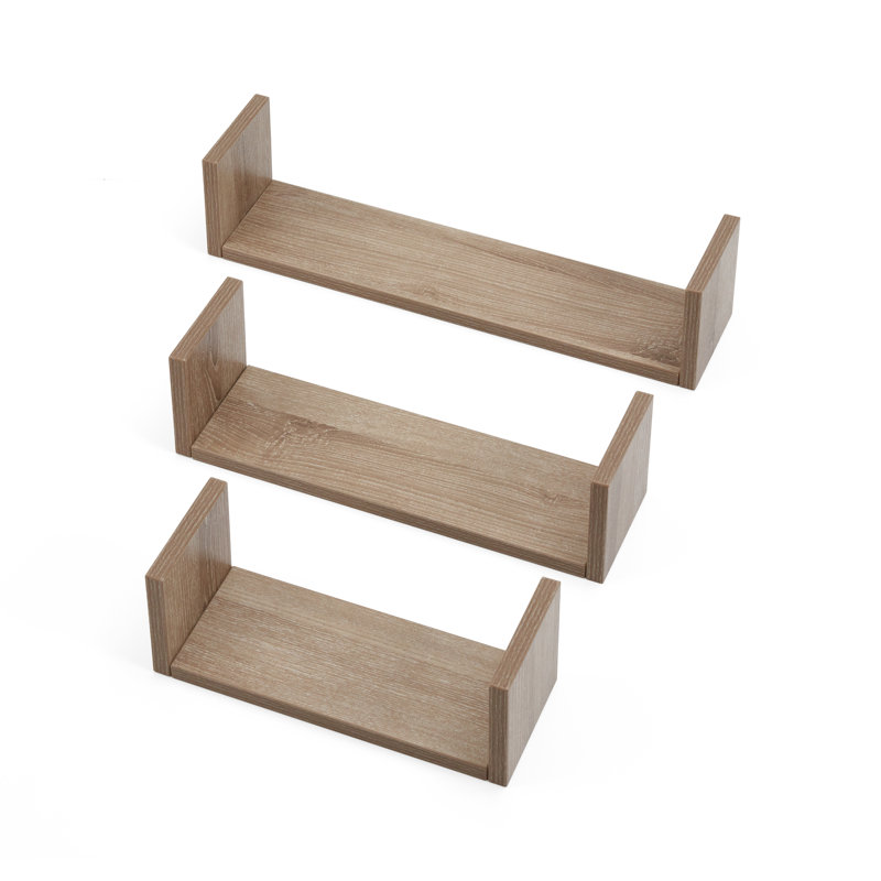Tutti Bambini Modena 3 Piece U-Shaped Wall Shelves Set, Oak
