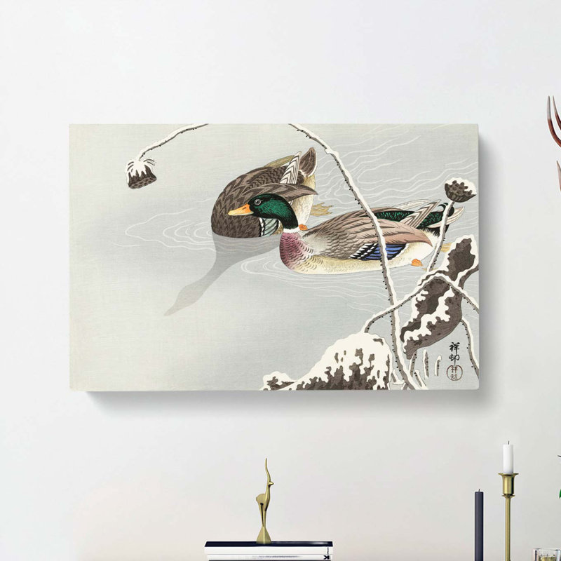 Two Mallard Ducks by Ohara Koson - Wrapped Canvas, 40cm H x 60cm W x 3cm D