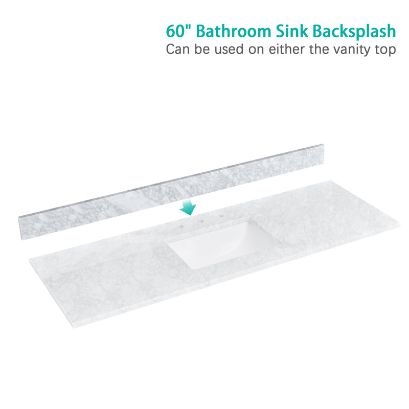 60 Inch Carrara Natural Marble Vanity Backsplash