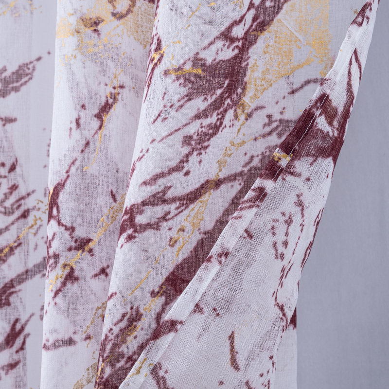Paire de rideaux semi-transparents en marbre Marble, Rouge