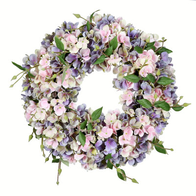 Faux Hydrangea Polyester 18'' Wreath