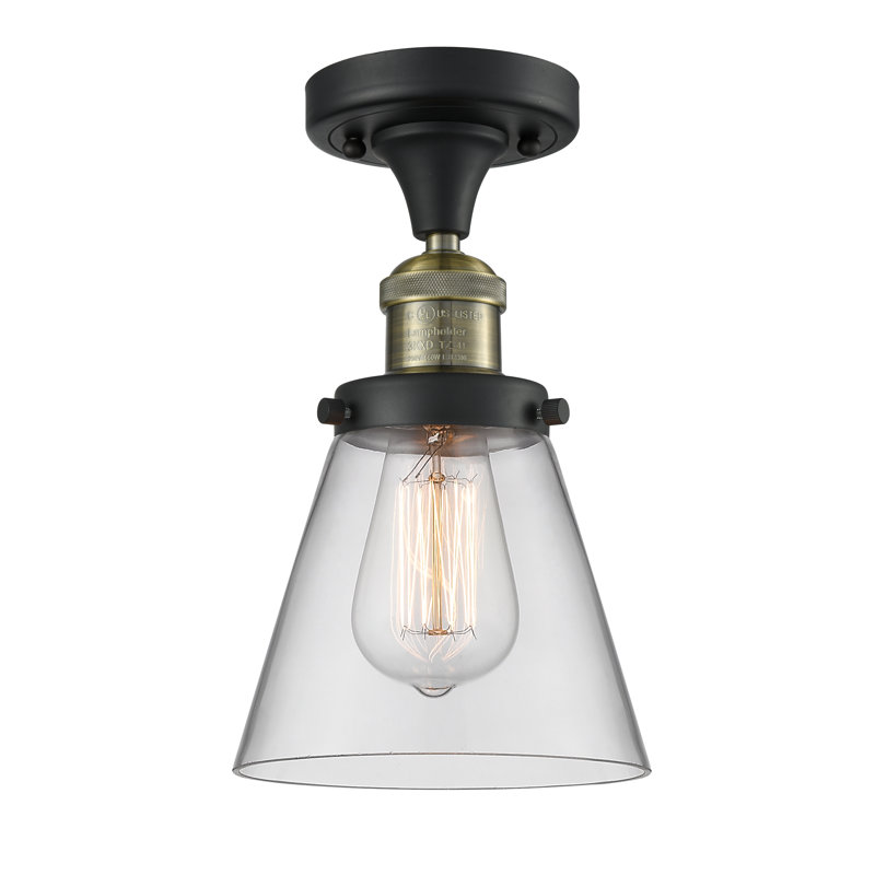 Glass Semi Flush Mount, Oil Rubbed Bronze, Clear