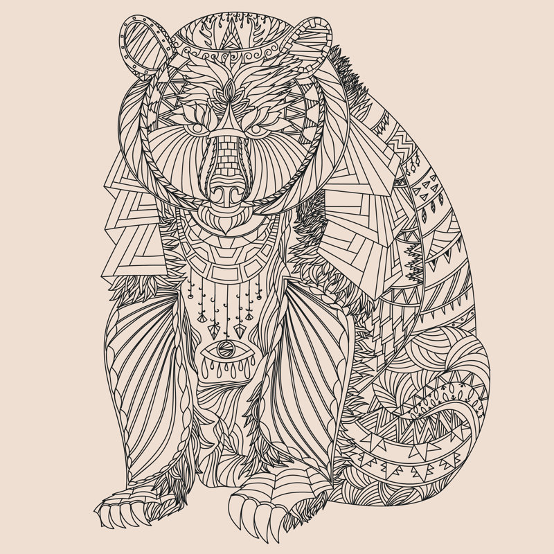 Motif d'ours par Sailin - impression sur toile tendue, H 12 po x l 12 po