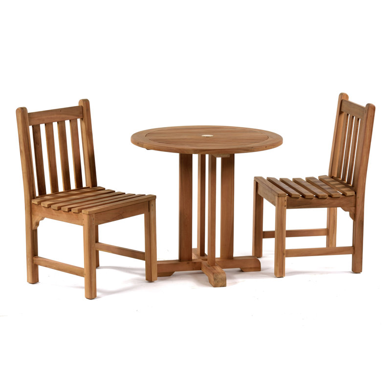Atira 2 - Person Teak Wood Patio Dining Set with Round Table