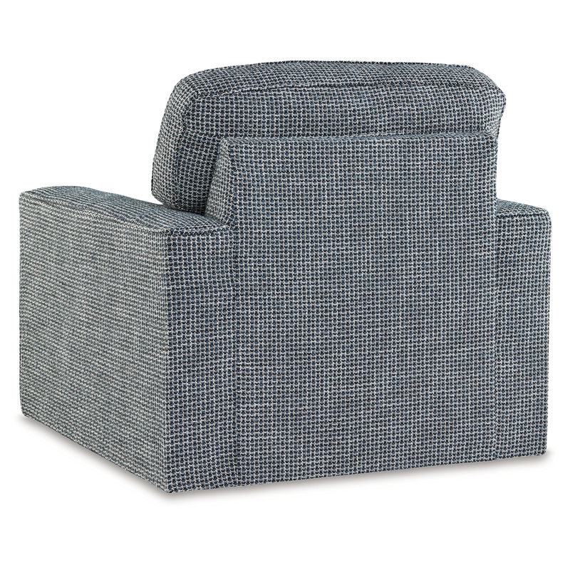 Blue Denim Transitional Swivel Accent Chair