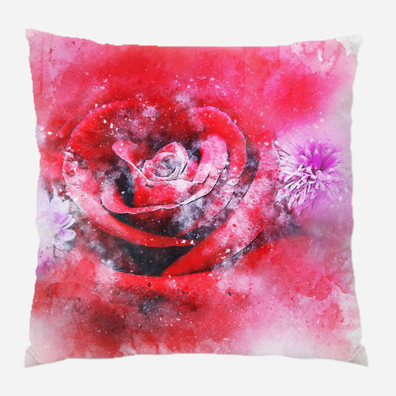 Coussin décoratif fleurs Kaelynn, Microsuède, Intérieur
