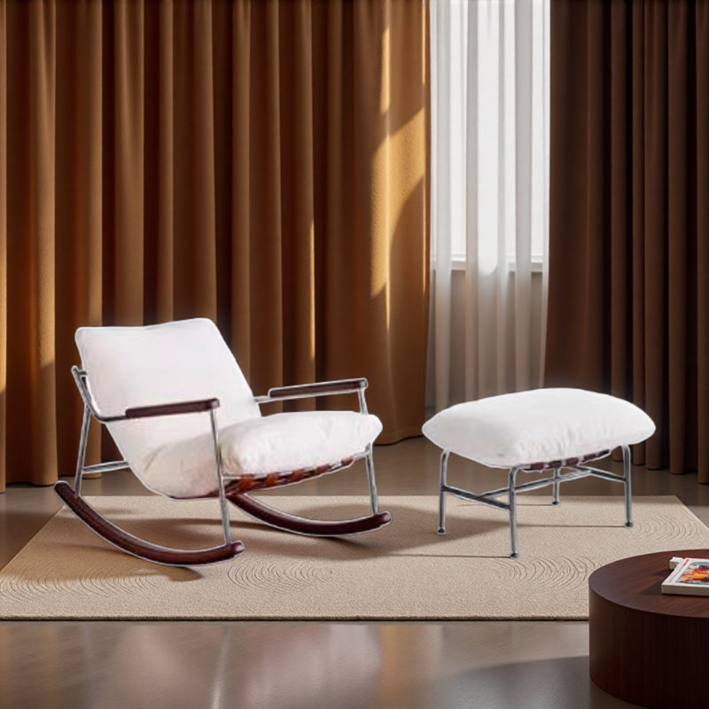 Chaise berçante moderne de luxe simple., Blanc