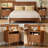 Nightstand with Charging Station, 2 Drawer Bedside Table with Open Shelf-1474165452
