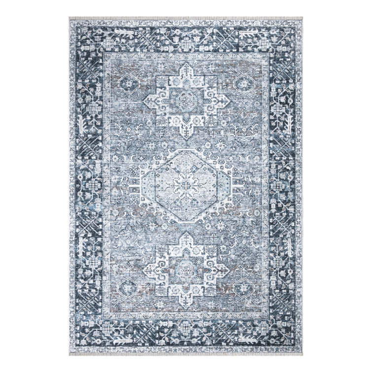 Washable Non-Slip Traditional - Navy Blue Rug - Donatas