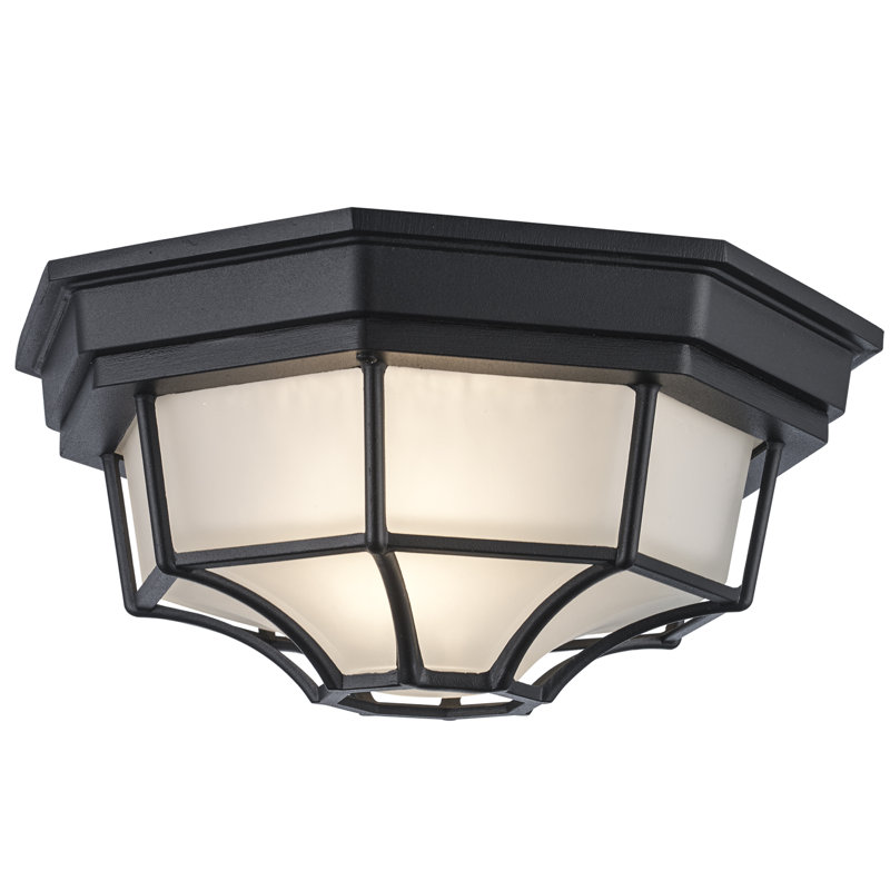 Plafonnier encastré d'extérieur à 1 ampoule Basham, Noir, H 5 po x l 11 po x P 11 po