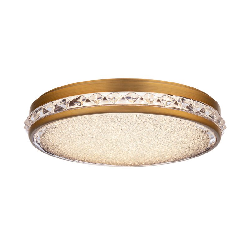 Aged Brass Crystal LED Flush Mount Ceiling Light