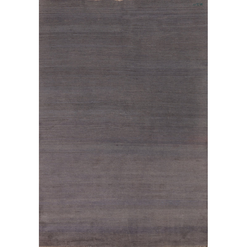 Tapis rayé gris et bleu Gabbeh 5 x 8