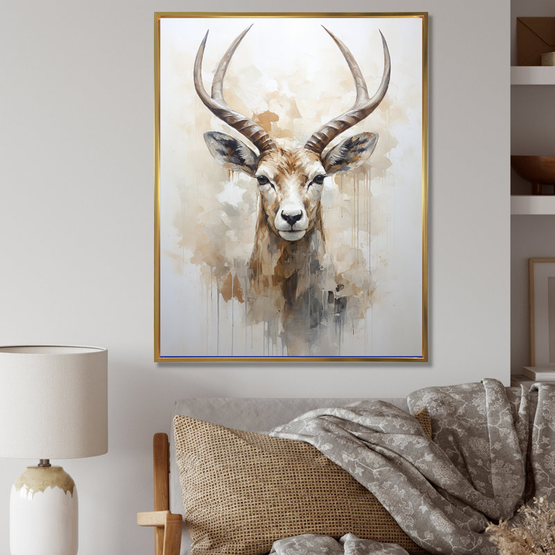 Minimalisme antilope Ibex I, H 32 po x l 24 po x P 1 po, Cadre flottant doré