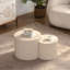Table basse 33,86 po en panneau de fibres à densité moyenne avec relief fabriqué à la main, beige et blanc, sans assemblage