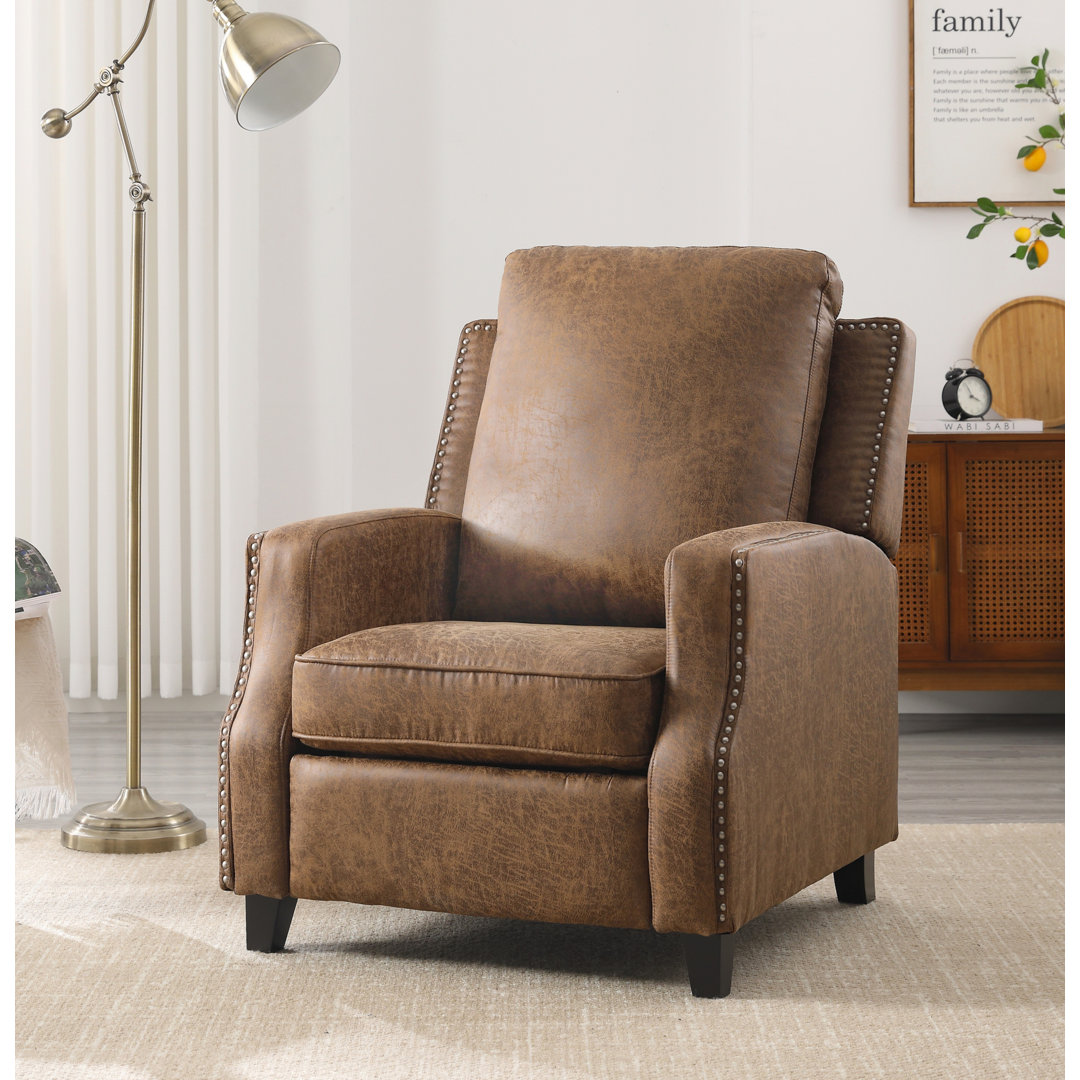 31.1'' Wide Classic and Overstuffed Soft Faux Leather Push Back Recliner with Nailhead Trims Winston Porter Body