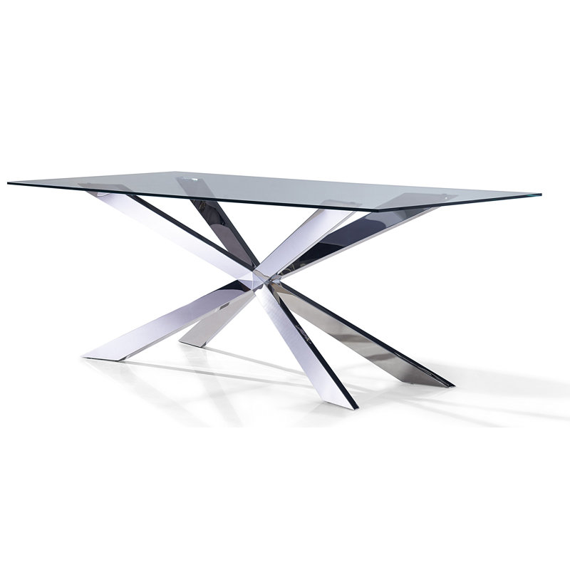 Table de salle à manger Chasta Annum, Argent argent, H 30 po x l 42 po x L 72 po