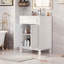 Meuble-lavabo de salle de bain avec lavabo supérieur, portes à fermeture douce, tablette réglable et cadre en bois pour un rangement élégant-117983456