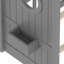 Lit de jeu gris pour lit simple avec tablette de rangement et bordures arrondies, blocs de construction sur le toit