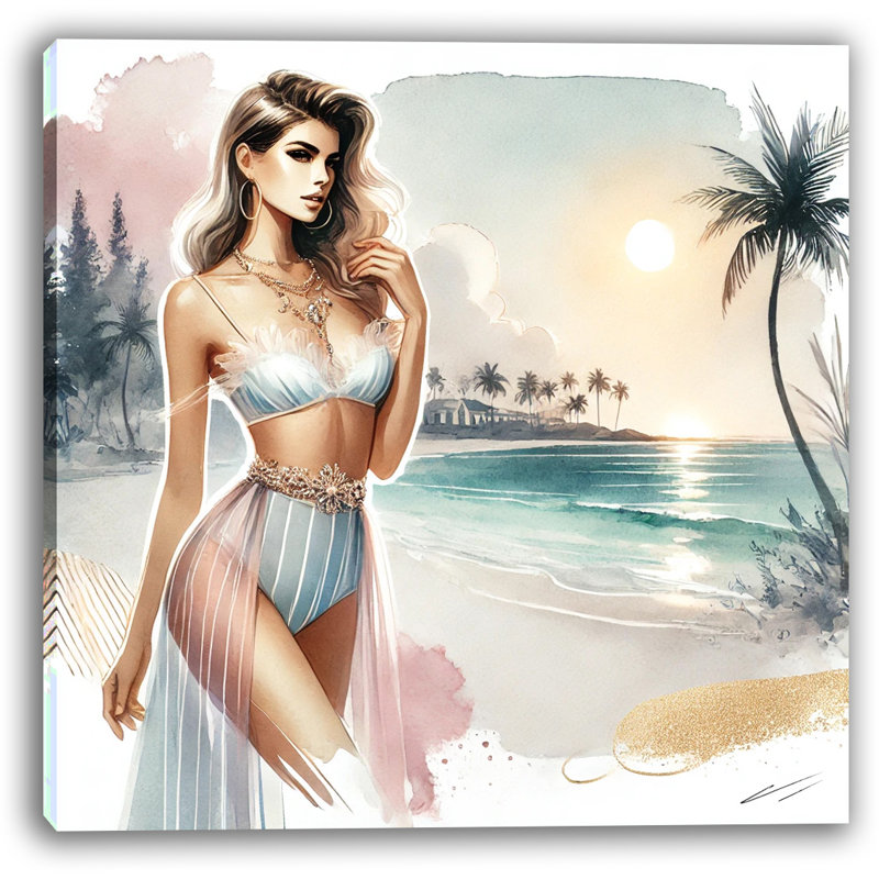 Élégance par le rivage - Art sur toile tendue, H 20 po x l 20 po