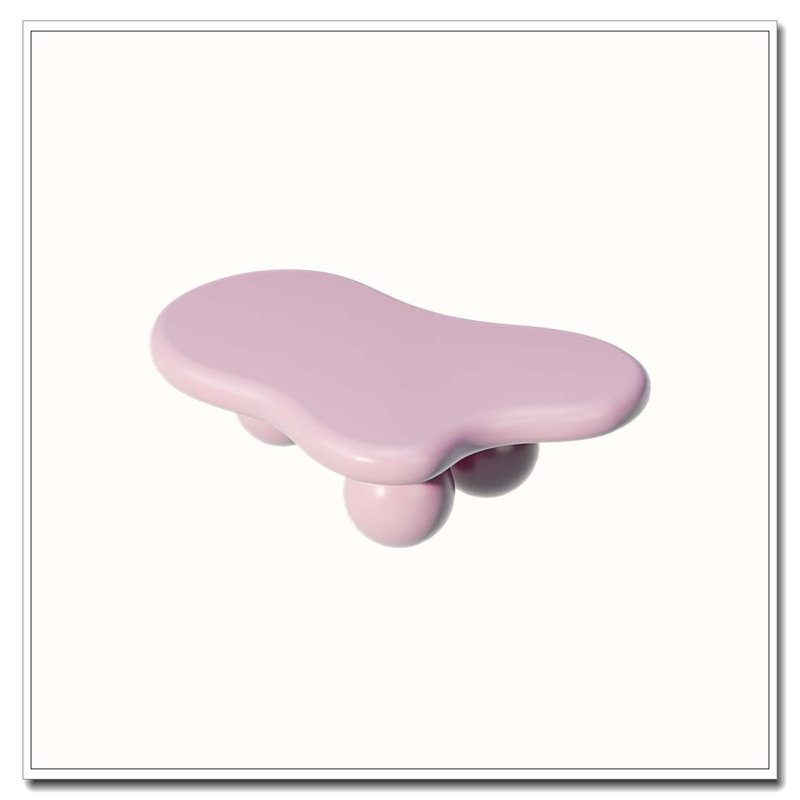 Table basse en forme de nuage, table basse avec 3 pieds sphériques pour le salon, Rose