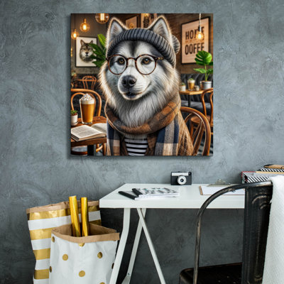 'Hipster Dog - Siberian Husky' by Rey Klimt Canvas Wall Art