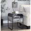 Table de bout au design moderne et épuré avec tiroir et tablette avec cadre en métal au fini noir et béton gris