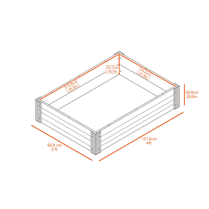 Lit de jardin surélevé Wilsmere, H 10,12 po x l 47,87 po x P 23,86 po