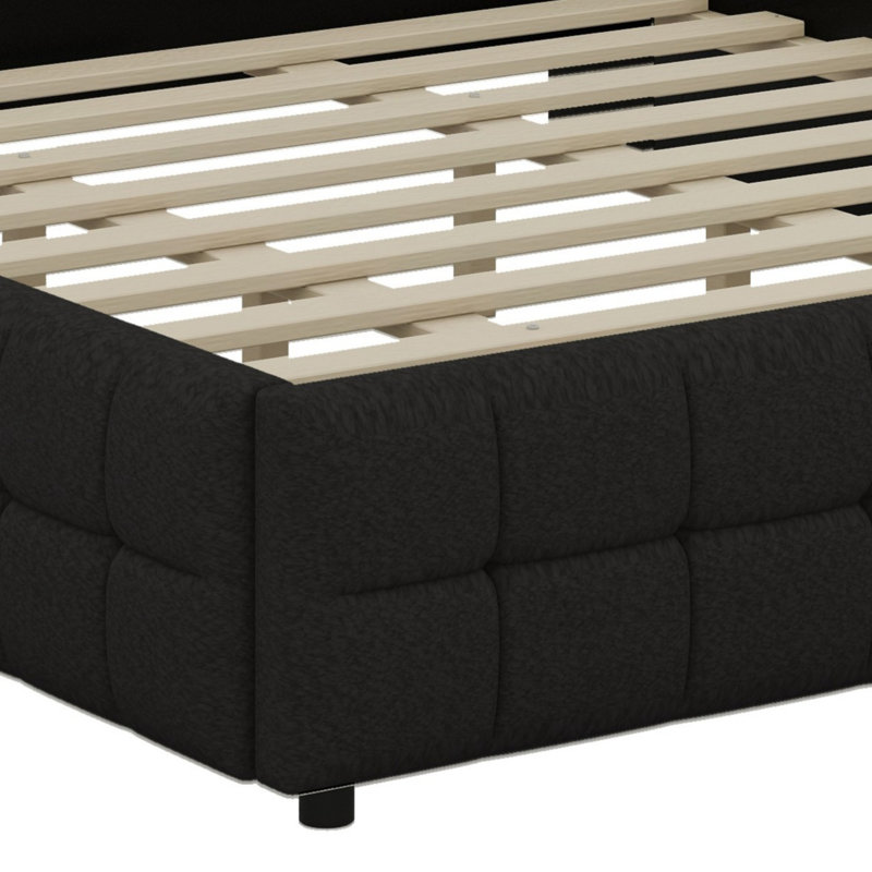 Lit plateforme tapissier Minimalist, Noir