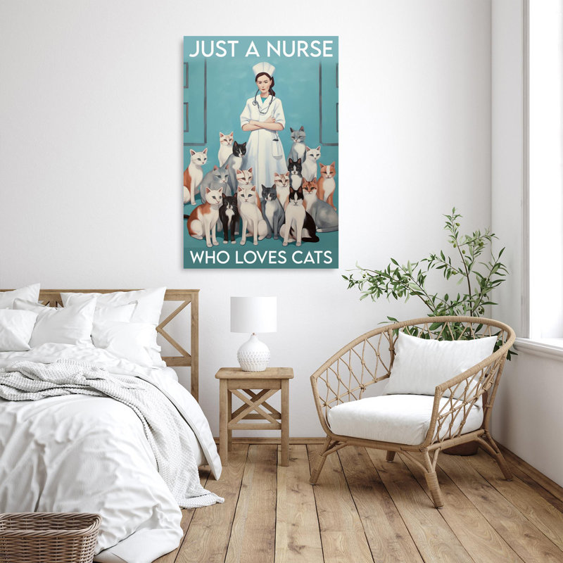 Bahoque «Just A Nurse Who Loves Cats On», impression sur toile, H 14 po x l 11 po x P 1,25 po