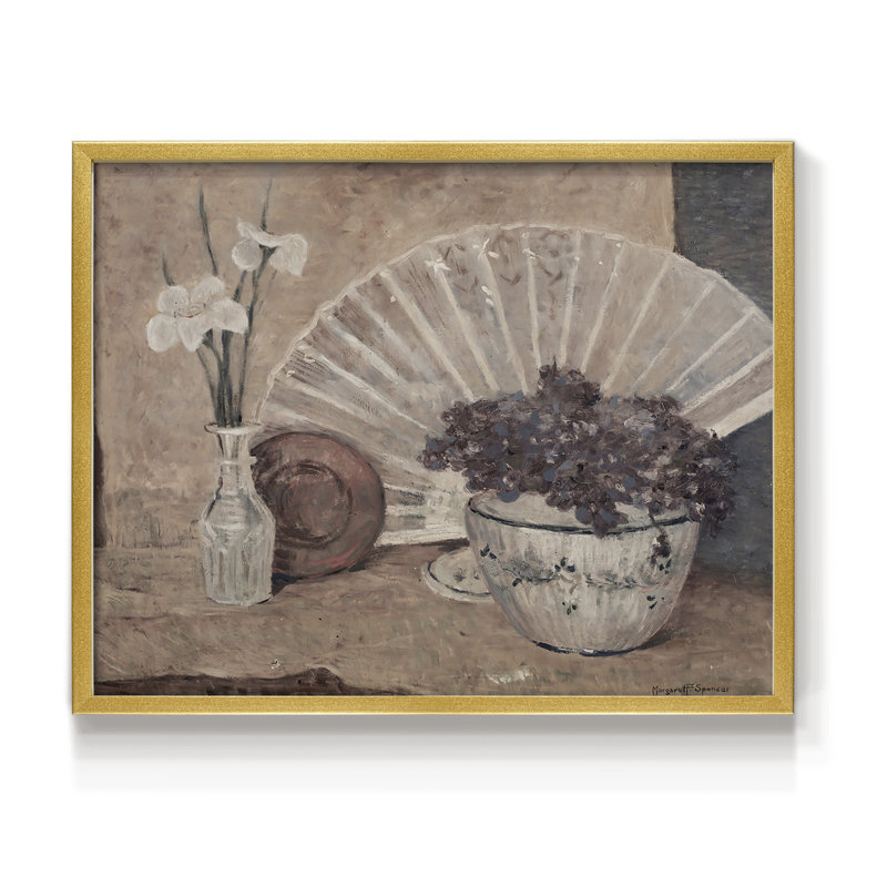 Motif floral rétro - L III - reproduction encadrée, H 16 po x l 20 po