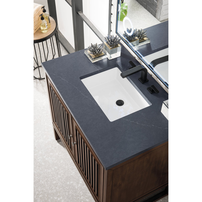 Athens 36'' W Single Vanity, Charcoal Soapstone, Glossy White, 8" Widespread