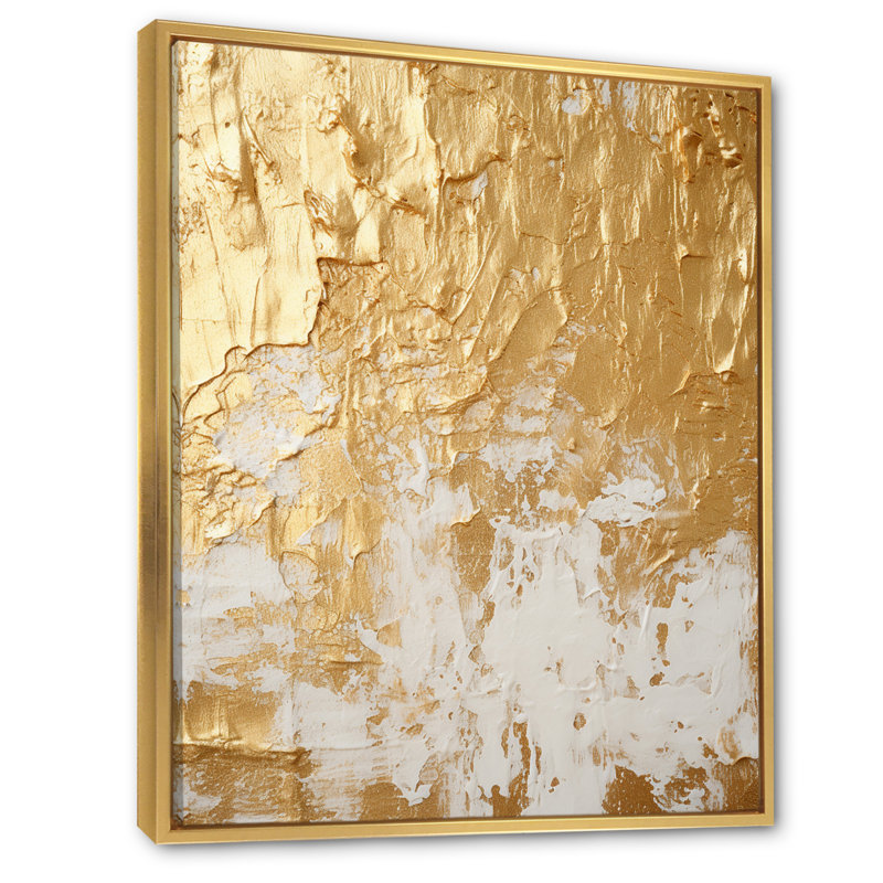 Gentle Abundance Retro Gold Abstract I - Peinture abstraite, art mural, H 32 po x l 16 po x P 1 po, Cadre flottant doré