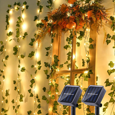 2 Pack 33Ft 100 LED Solar Fairy Lights With Artificial Ivy Leaves, Solar Plant Vine Lights, Outdoor Vine String Lights, Hanging Ivy Lights For Camping -  The Party Aisleâ¢, E3A7B24FBF3D438CB3FBCBE7C74CD282