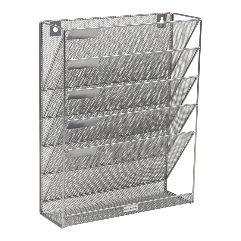 Rangement vertical à 5 niveaux, organiseur de bureau, fixation murale, bureau, filet métallique, L 12,75 po x l 4 po x H 16 po