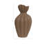 Vase décoratif en grès avec des contours organiques sculptés et un bord cannelé, un accent en céramique fabriqué à la main avec une silhouette incurvée et des rainures verticales texturées pour un affichage de style contemporain-481725800