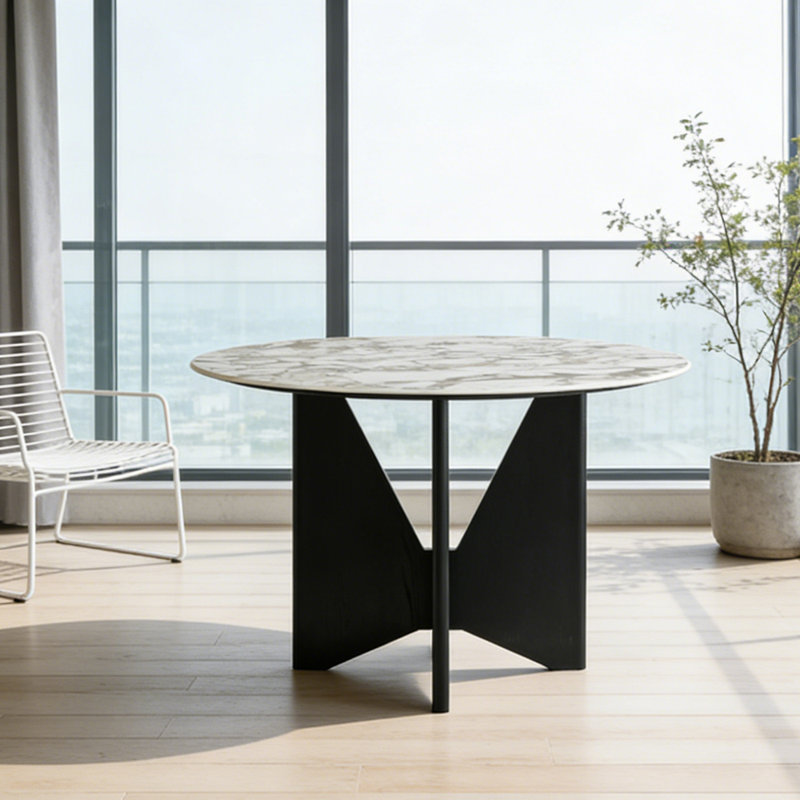 Table ronde moderne grise et blanche 47,24 po