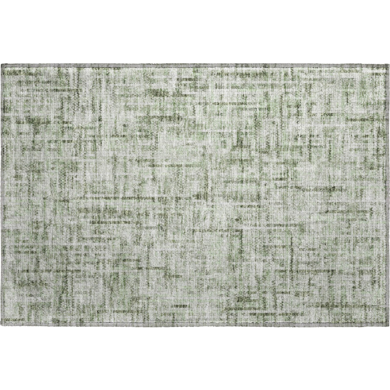 Premium Machine Washable Mayfield AMF2130 Striped Rug, 1'8" x 2'6", Green
