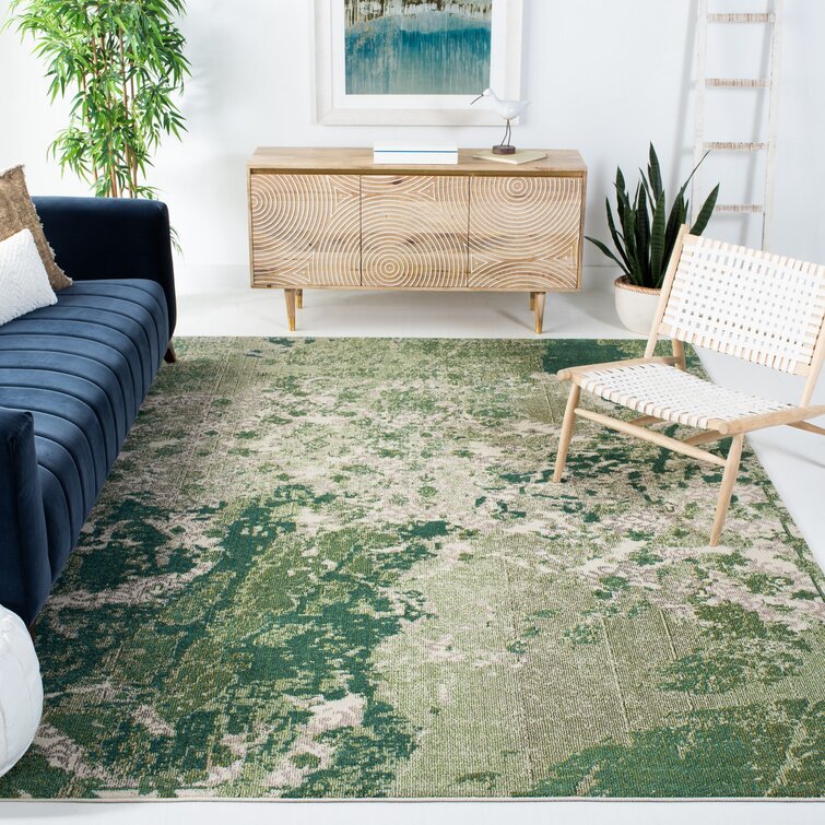 Hester Street Abstract Green/Ivory Area Rug