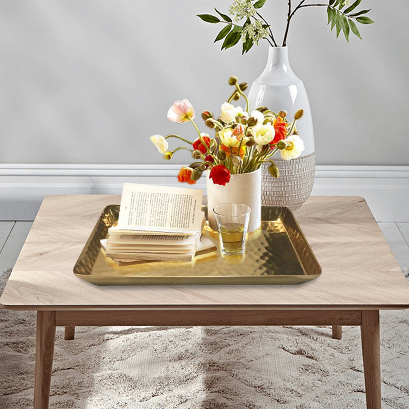 Plateau de service martelé, H 1 po x l 9,75 po x P 5,75 po, Rose Gold