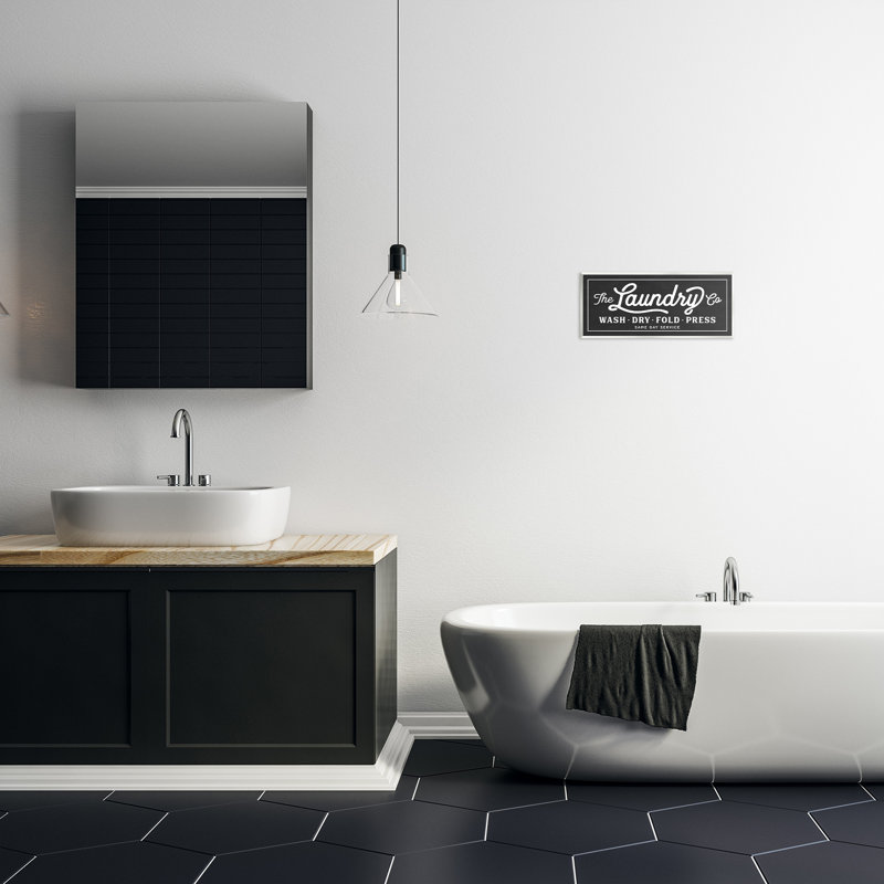 Vintage Black and White Laundry Sign on MDF Wood