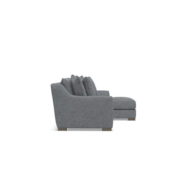 Gabi 3-Piece Fabric Sectional, Gray Polyester Blend, 35" H x  105" W x 63.5" D, Right Hand Facing