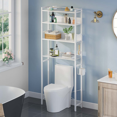 Calirose 23.6" W x 68 "H x 9.4" D Over The Toilet Storage with 4-tier shelf & 4 hooks