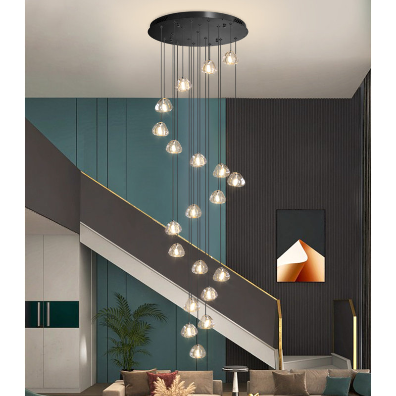 Lustre en cristal 20 lumières à intensité variable, Noir mat