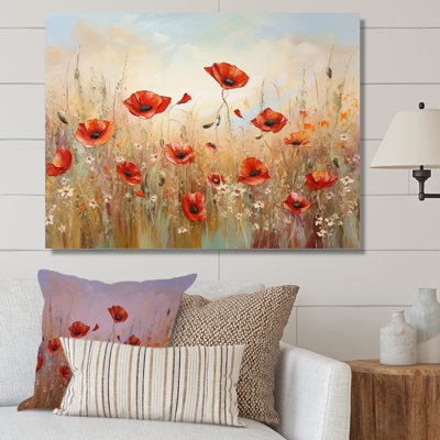 «Red and Golden Poppies Field I» sur toile