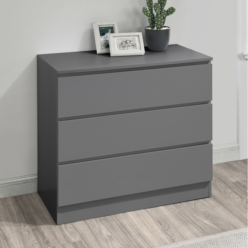 Marqita 3 Drawer 80cm W Chest of Drawers, Grey