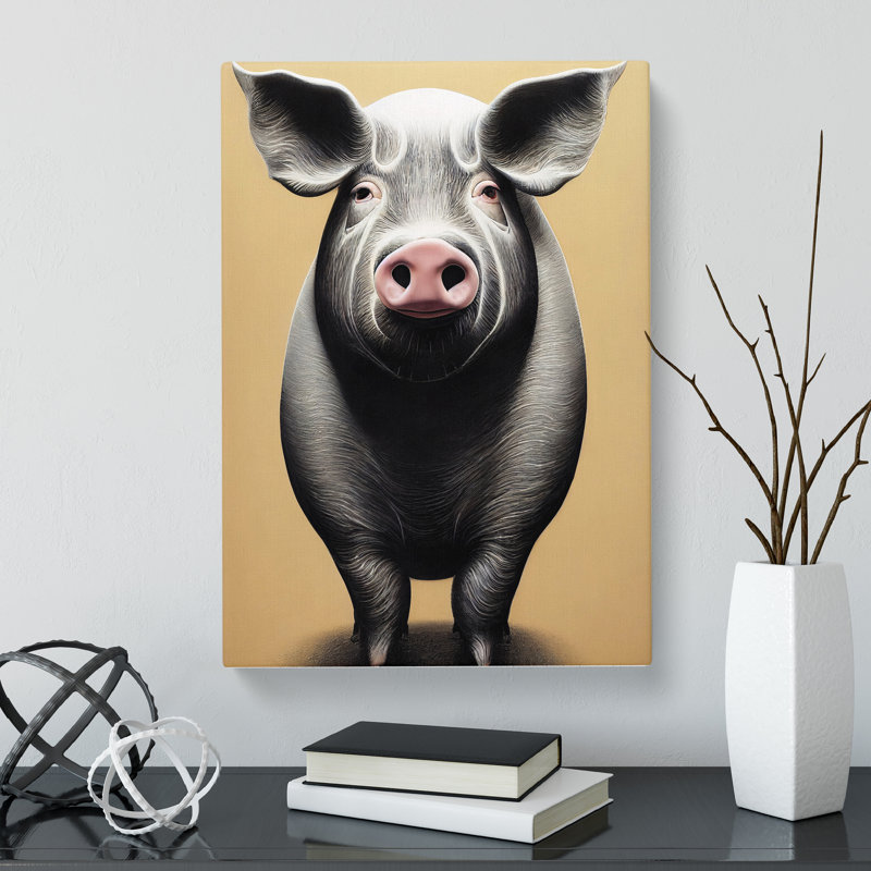 Wynot Pig Portrait - Wrapped Canvas Print, 50cm H x 35cm W x 3cm D